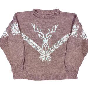 Vintage Deer Fair Isle Pattern Knit Sweater Large